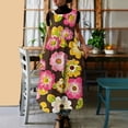 thumbnail image 4 of Uootdi Robes Tablier pour Femmes Col Rond Sans Manches Imprimé Floral Poche Robes Maxi Boho Légères Amples Robes Chasuble Cadeau, 4 of 6
