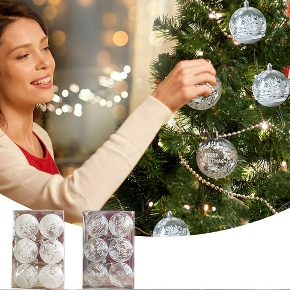 Xuniizn Christmas Ornaments Set - 6Pcs Christmas Ball Ornaments Tree Decorations,.36 Inch Christmas Bulbs Ornaments For Christmas Tree Ornaments Tree Skirt Home Party Holiday Decor, White