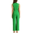 thumbnail image 3 of INSPIRE CHIC Women's Sleeveless Shawl Collar Office Belted Cropped Jumpsuit Romper M Grass Green, 3 of 6