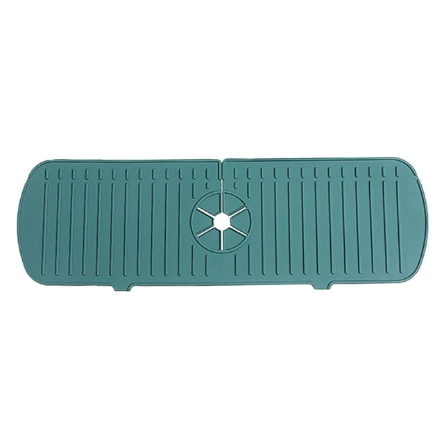 Extra-Long Silicone Faucet Water Catcher Mat - 45cm Kitchen Sink Drip Tray with Drain Grooves