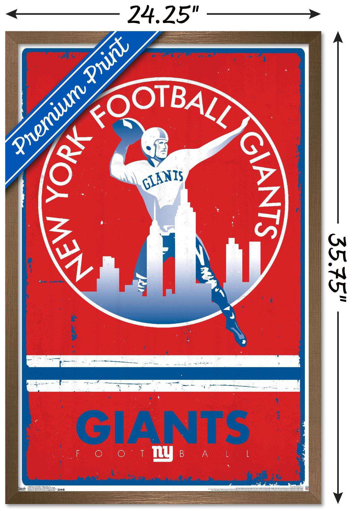 NFL New York Giants - Retro Logo 15 40' x 24' Poster, by Trends  International