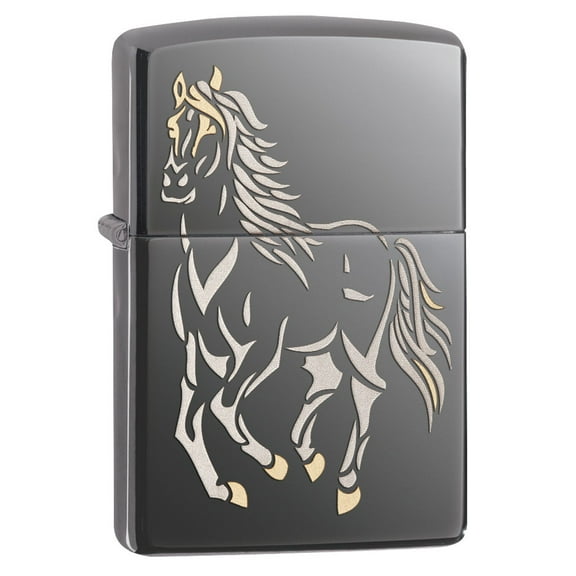 Zippo Lighter: Running Horse - Black Ice 81592