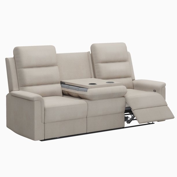MUZZ Reclining Sofa, Sofa Recliner with 2 Cup Holders, 3Seater with Flipped Middle Backrest