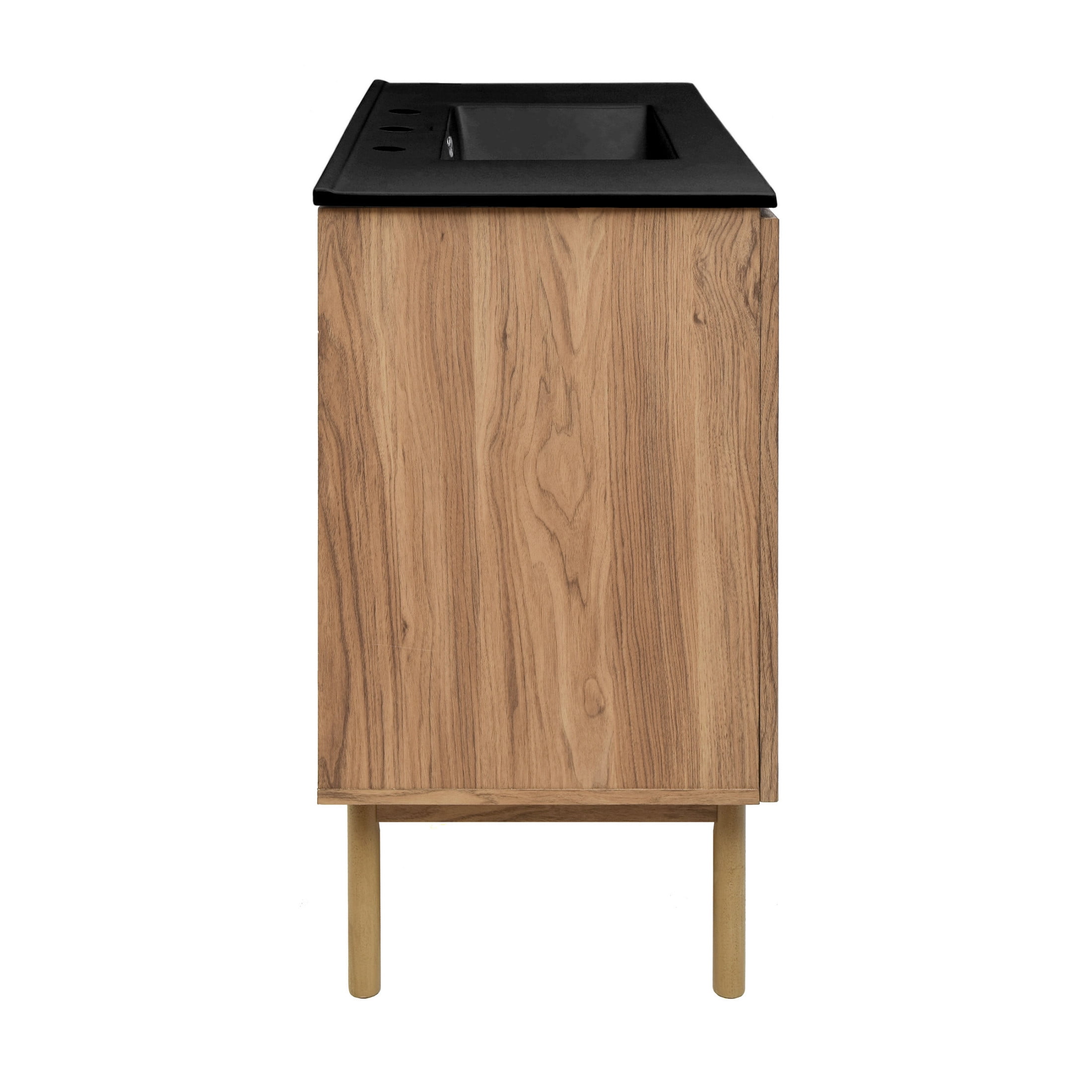 Classe 48" Freestanding Bathroom Vanity in Golden Oak with Black 3-Hole Widespread Sink Top