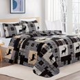 thumbnail image 4 of Market & Place Ensemble de Courtepointe Réversible 2 Pcs avec Taie d'Oreiller Couvre-Lit Doux et Léger Toutes Saisons Design Patchwork Rustique Lodge Cabane Collection Everest (Simple, Gris/taupe), 4 of 4