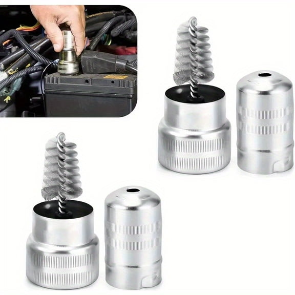 2-Pack Vehicle Battery Terminal Cleaner Brush, Heavy-Duty Metal Car Battery Post Cleaning Tool, for Top & Side Battery Posts