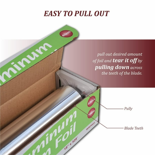 Rhino Foil 18 inches Aluminum Foil Roll - 100M - Pack of 6 - Heavy