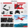 thumbnail image 6 of Bruce&Shark RC Airplane, RC Plane Ready to Fly, Z50 2 Channels 2.4GHz Remote Control Airplane, Easy to Fly RC Glider for Kids & Adults (Red), 6 of 11