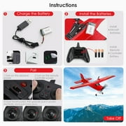 Bruce&Shark RC Airplane, RC Plane Ready to Fly, Z50 2 Channels 2.4GHz Remote Control Airplane, Easy to Fly RC Glider for Kids & Adults (Red)