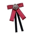 thumbnail image 3 of Broche de cinta de lazo Broche Decoración de corbata del cuello para mujeres Pon elegante Pin de la camisa Bownot Camiseta para blusa de uniforme Rojo, 3 of 8