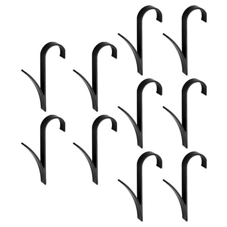 

10 Pieces Hooks for Closet Storage Holder Bedroom Decorative Metal Rail Hook black