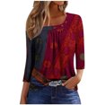 thumbnail image 2 of Fiudx Ofertas de La Semana Blusa de Manga 3/4 a La Moda para Mujer, Camiseta Estampada, Top Informal, 2 of 5