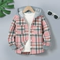 thumbnail image 2 of KPOPLK Kids Toddler Boys Girls Warm Sherpa Lined Plaid Flannel Shirt Jacket,Full-Zip Hooded Sweatshirt(12-18 Months,Red), 2 of 2