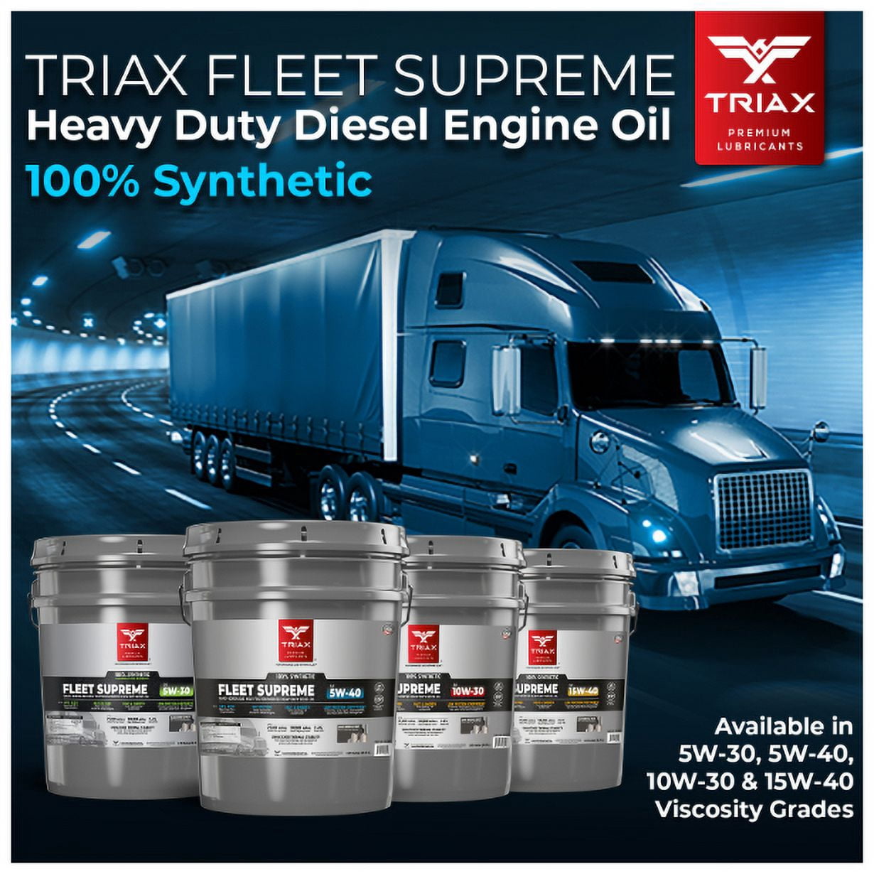 TRIAX Fleet Supreme 5W-40 Full Synthetic, Heavy Duty, Diesel Engine Oil, 1 Gallon