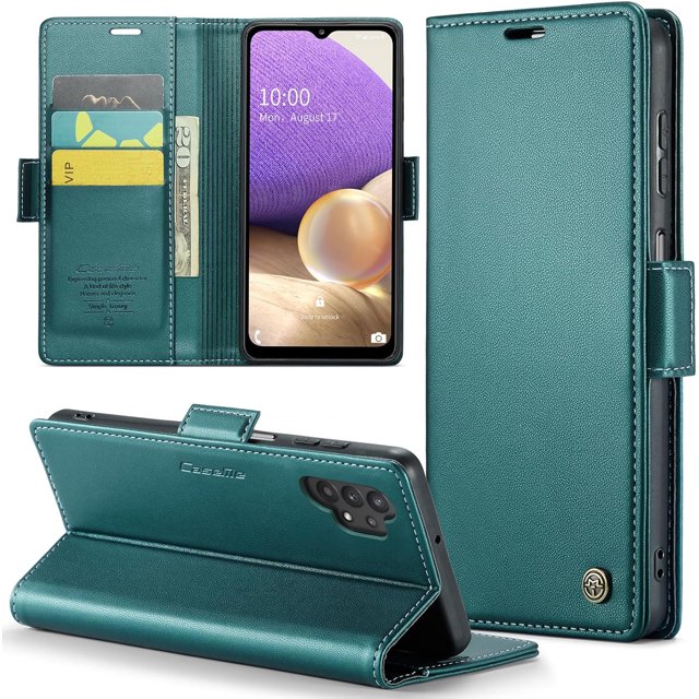 Funda tipo cartera para Samsung Galaxy A32 5G/M32 5G con bloqueo RFID, tarjetero, soporte magnético, funda protectora de piel con tapa para Samsung Galaxy A32 5G/M32 5G de 6,5 pulgadas