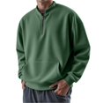 thumbnail image 2 of Men's Half Zip Pullover Hoodie, Casual Sports Sweatshirt, Loose Fit Unisex Fleece Top for Streetwear, Christmas, Fall Winter, Gym and Weekend Comfort Wear,Dark Green,L, 2 of 5