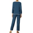 thumbnail image 3 of INSPIRE CHIC Women's Lounge Sets Long Sleeves Knit Pullover Tops with Pants Pajama Sets XL Lake Blue, 3 of 6