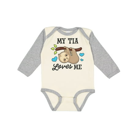 

Inktastic My Tia Loves Me with Sloth and Hearts Gift Baby Boy or Baby Girl Long Sleeve Bodysuit