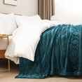 thumbnail image 3 of Exclusivo Mezcla Twin Size Soft Bed Blanket, Warm Fuzzy Luxury Bed Blankets, Decorative Geometry Pattern Plush Throw Blanket for Bed, 90"x66", Teal, 3 of 7