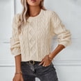 thumbnail image 4 of Floleo Fall Winter Sweaters for Women Ladies Casual Long Sleeve Round Neck Cable Knit Chunky Pullover Sweater Jumper Tops, 4 of 5