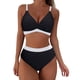 thumbnail image 2 of Bikini Mujer Traje de Baño Conjunto de Bikini de Cintura Alta Para Mujer, Traje de Baño de Dos Piezas Con Cuello En V y Bloques de Color, Tankini Con Parte Superior E Inferior., 2 of 8