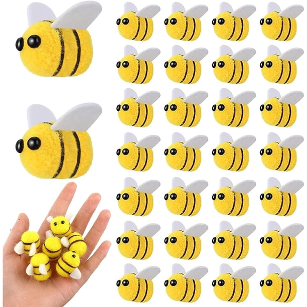 30 Pieces Felt Bees, Small Wool Bumble Bee Plush Decors DIY Wreath Bees Decoration for DIY Crafts Baby Shower Decorations Home Decor