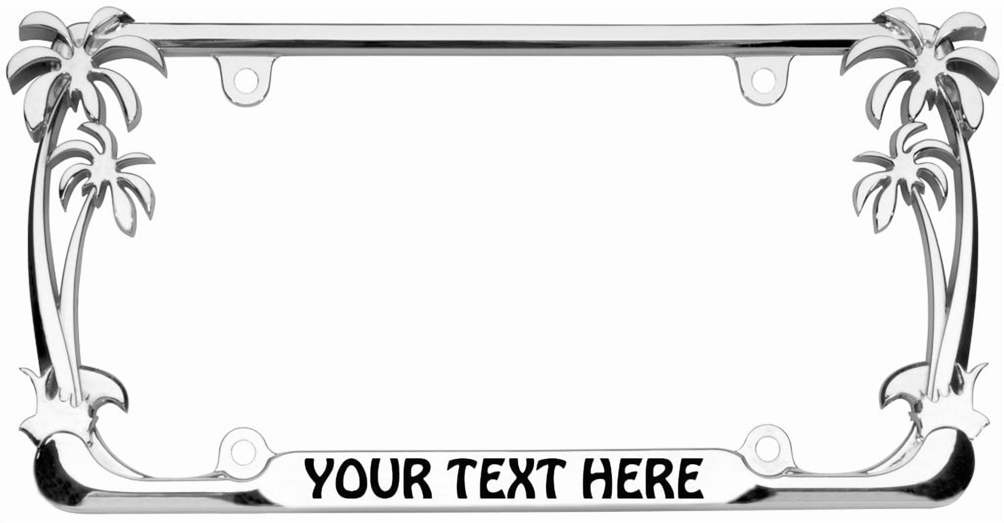 Beach Life Style Palm Tree Heavy Duty Metal License Plate Frame Personalise/Car Accessories Car Tag Holder Cover (Black/D.Pink)