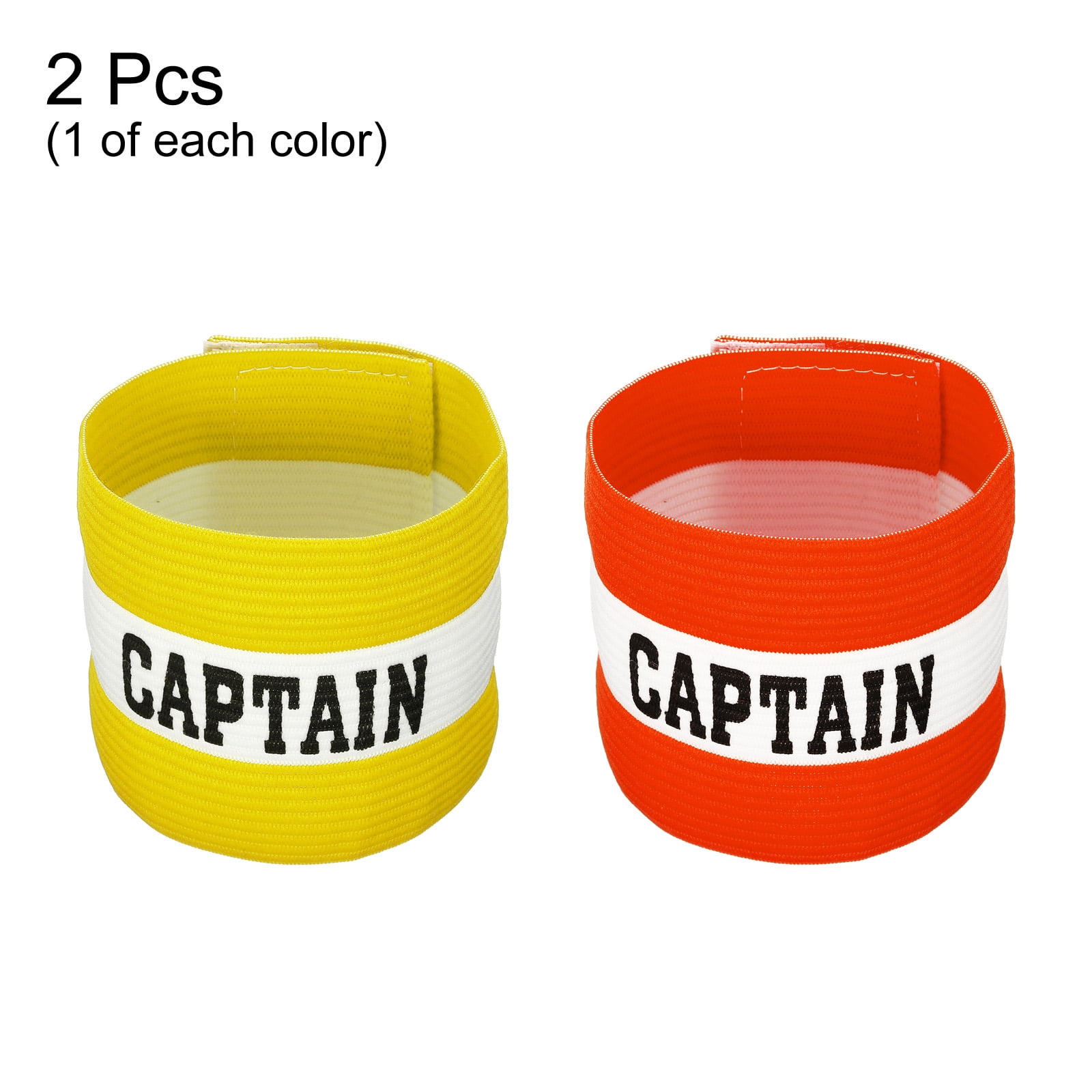 Unique Bargains Captain's Armband Elastic Arm Band for Soccer Training Red Yellow