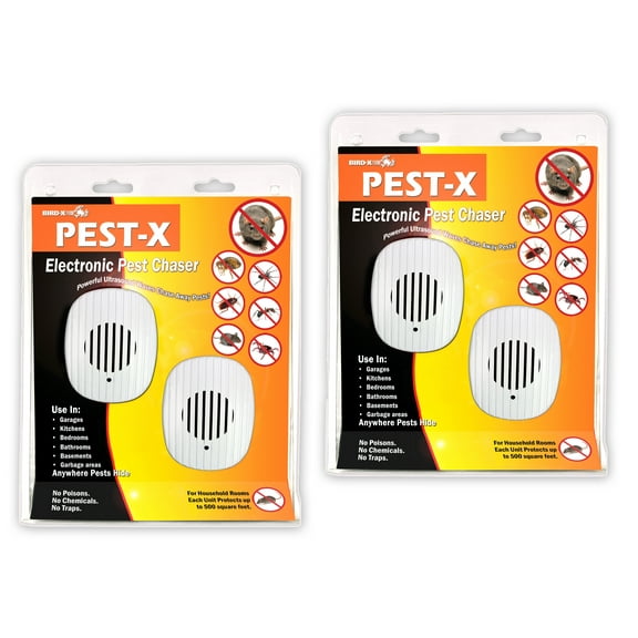 Pest-X 220 Volt Ultrasonic Rodent and Insect Pest Repeller 4-Pack 2000 sq ft, Commercial Quality Mice Ants Spiders Fleas Ticks Cockroaches European Plug