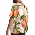 thumbnail image 3 of Peach Men's Poplin Shirt, Casual Short Sleeve Printed Button Down Summer Beach Unisex Shirts, 3 of 6