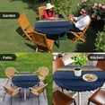 thumbnail image 4 of Blue Gold Wave Round Tablecloth for 36-44 Inch Tables, Fitted Table Cover with Elastic Edge, Summer Coastal Ocean Stripe Waterproof Outdoor Table Cloth Protector for Patio Garden Dinner Picnic, 4 of 9