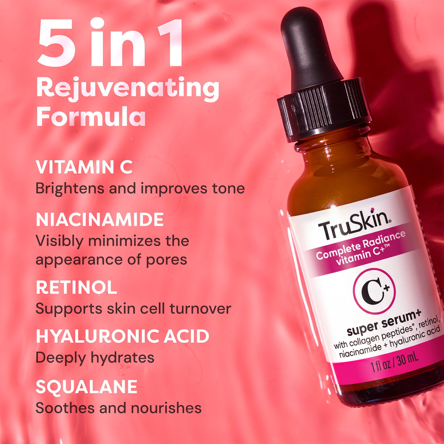 TruSkin Vitamin C Plus Super Serum with Vegan Collagen, 1 fl oz photo 3