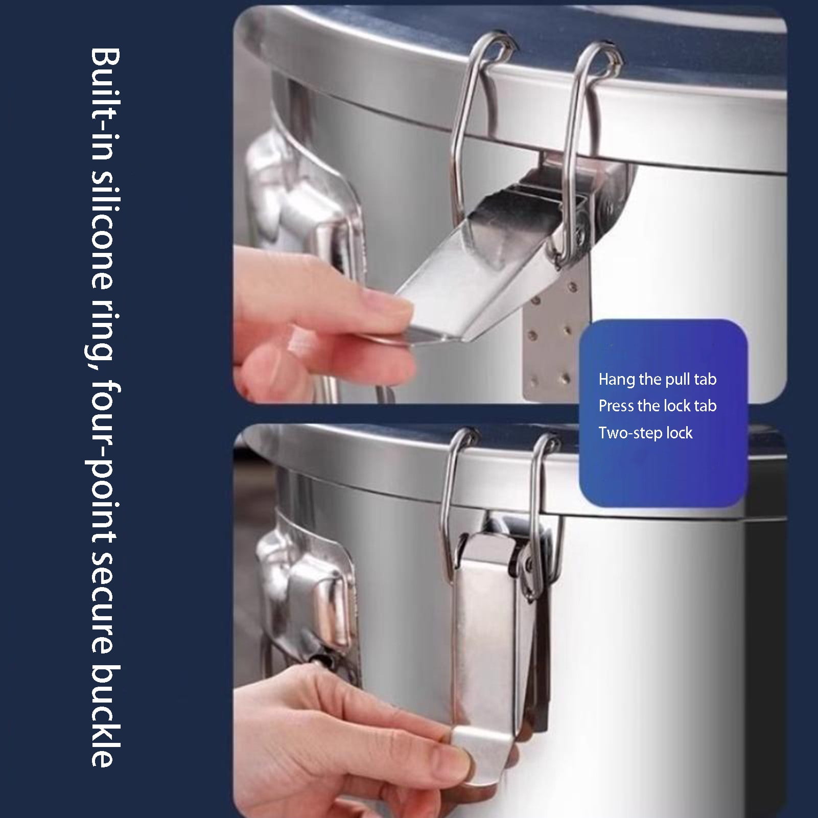 Stainless Steel Airtight Bucket, with Airtight Lid, Restaurant Large-capacity Flour Bucket,Grain Storage Container for Rice, Flour and Cereals