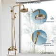 thumbnail image 3 of Antique Brass Shower Fixture Set 8 Rain Shower Head 2 Double Knobs Cross Handle Shower Faucet Combo System Unit Set Dual Function, 3 of 4