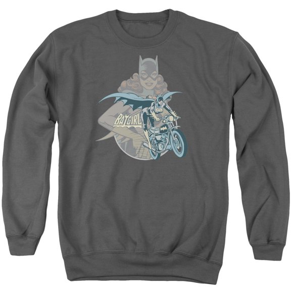 DC Comics Batgirl Biker Adult Crewneck Sweatshirt Charcoal
