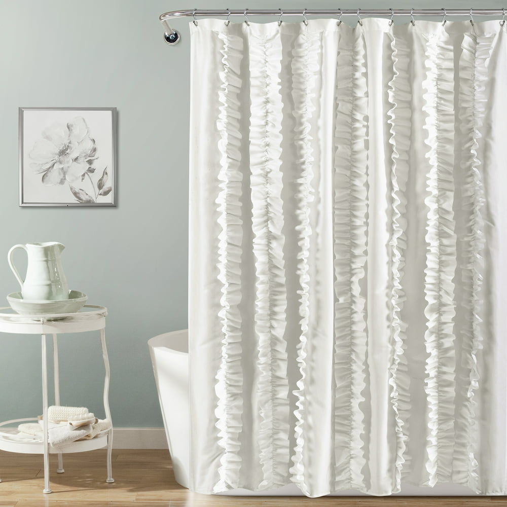 Lush Decor Belle Textured Polyester Shower Curtain, 72x72, White