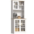 thumbnail image 1 of HOMCOM Garde-Manger de Cuisine avec 3 Armoires de Rangement, 2 Étagères Ouvertes, Comptoir, 1 of 10
