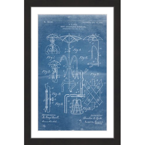 "Sunshade 1903 Blueprint" Framed Painting Print