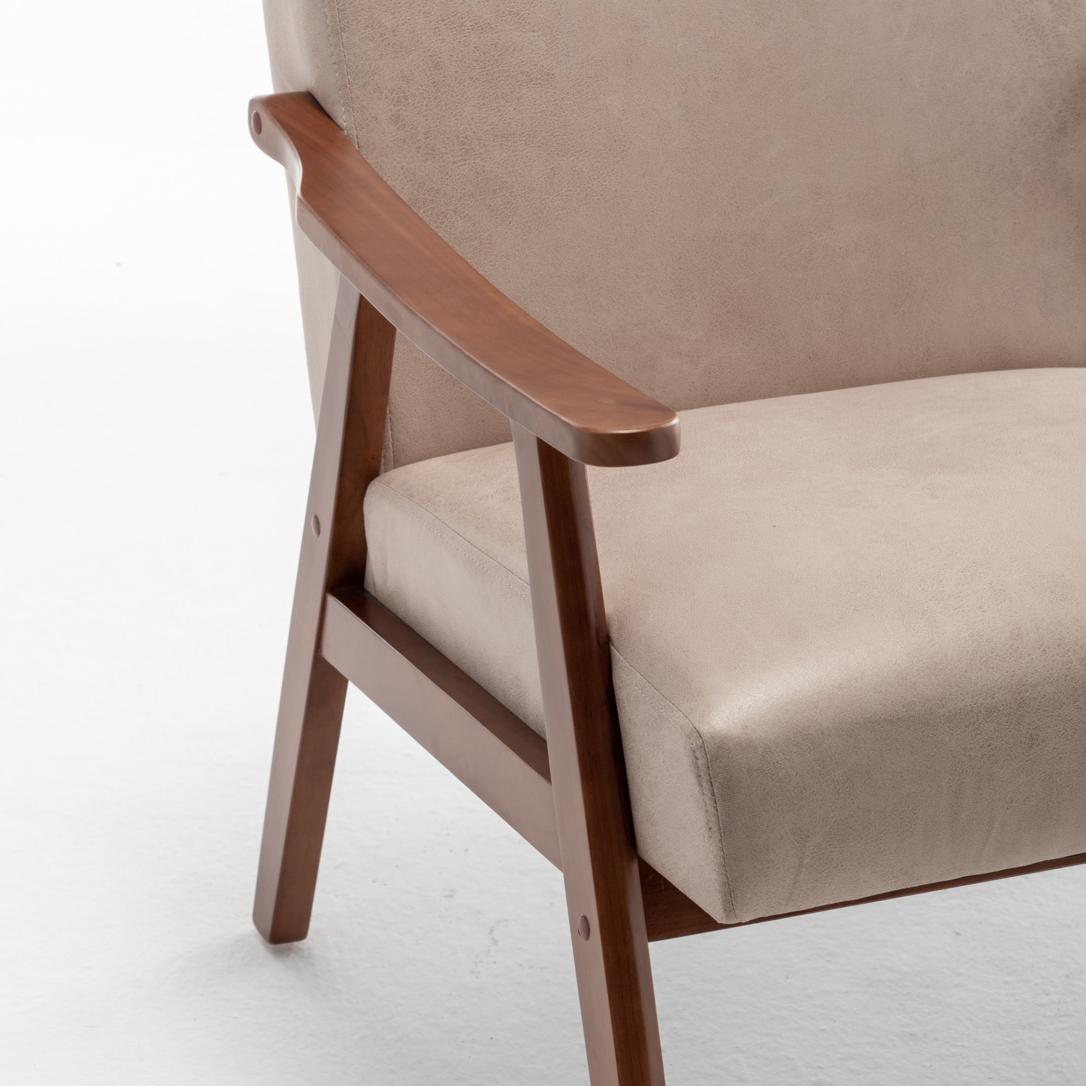 GDF Studio Mid-Century Modern Accent Chair with Microfiber Upholstery & Solid Wood Frame, Light Camel