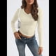 thumbnail image 5 of Camisas de Larga para Mujer, Moda de Otoño 2025, Cuello en V, Blusas Básicas, Blusas Ajustadas Y2K, Conjuntos Albaricoque L, 5 of 8