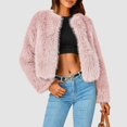 thumbnail image 2 of YDFCWXW Women's 2025 Winter Coats Fleece Cropped Jacket Fur Long Sleeve Pockets Shaggy Warm Outerwear Fall Clothes Pink, M, 2 of 5