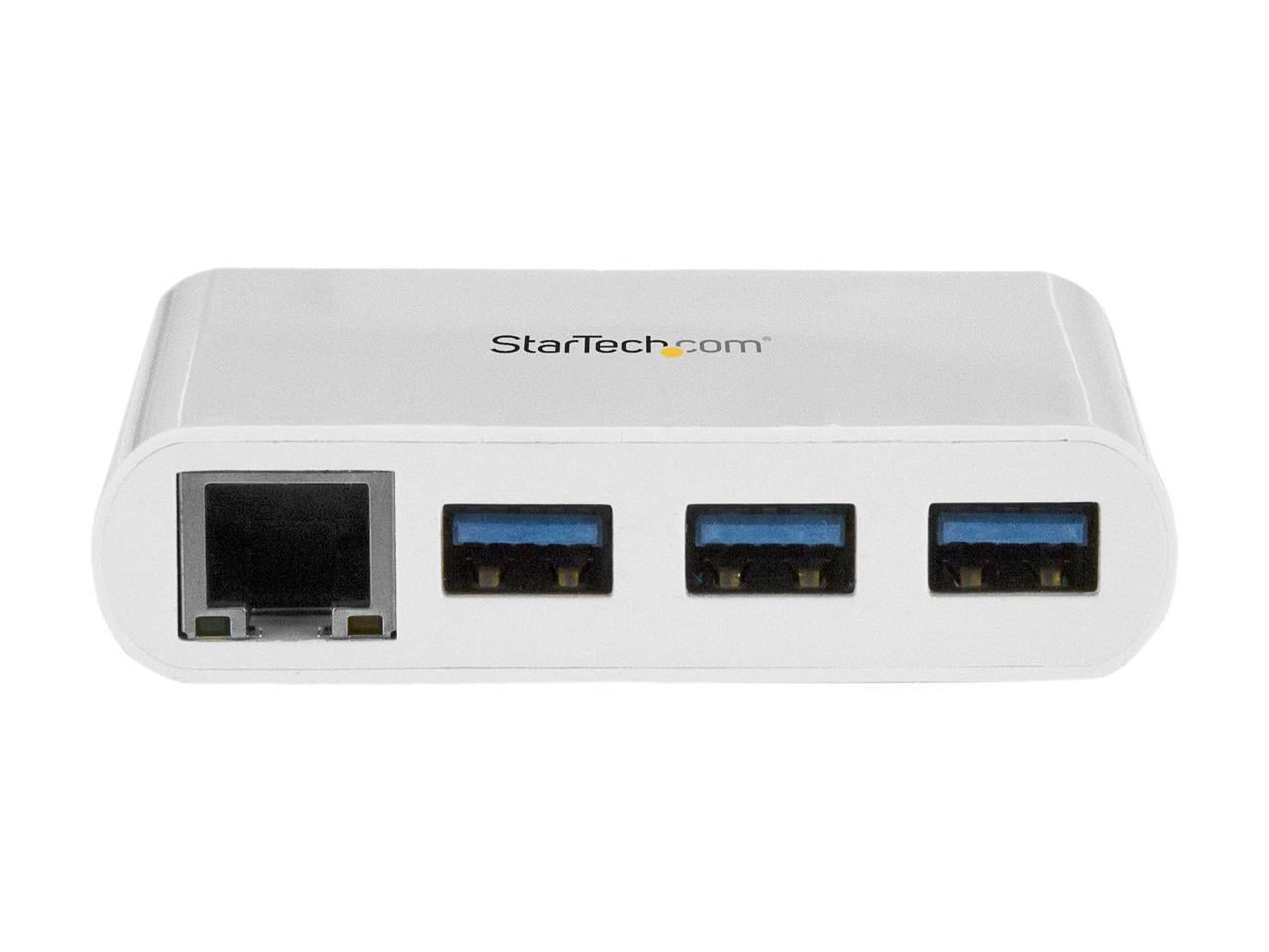 StarTech HB30C3A1GEA USB-C to Ethernet Adapter with 3 Port USB C Hub - Gigabit - White - Thunderbolt 3 Compatible - MacBook Pro 2016 - image 2 of 4