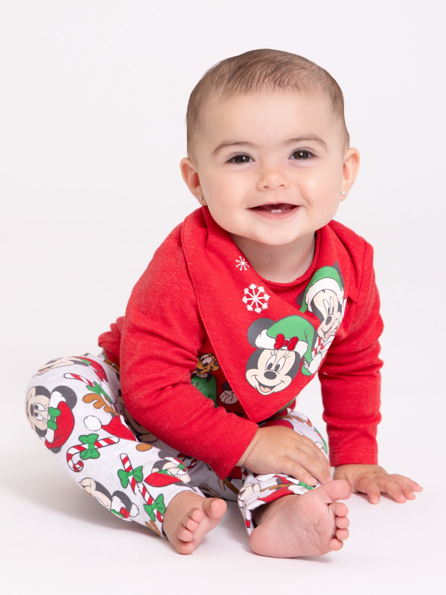 Character Infant Baby Holiday Take Me Home, Bib, Long-Sleeve Bodysuit, and Pants Outfit Set, 3-Piece Sizes Newborn-12 Months