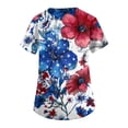 thumbnail image 4 of Usa 250th Anniversary Scrub Shirt Women American Flag Print 4th Of July Patriotic Star Short Sleeve Tshirt V Neck Relaxed Fit Casual Nursing Uniforms with Pockets, #01 Multicolor, 3XL, 4 of 4