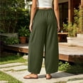 thumbnail image 5 of Taqqpue Women Oversize Pants Drawstring High Elastic Waistbant Boho Palazzo Pants Loose Fit Lounge Pants Solid Color Straight Wide Leg Pants with Pockets for Women, 5 of 9