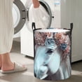 thumbnail image 5 of Sikiie Flower Crown White Horse Print Round Dirty Clothes Basket, Waterproof Standing Foldable Storage Basket, for Laundry Room, Bedroom, Bathroom Storage-Small, 5 of 6