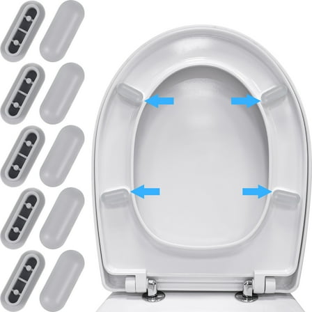 FELTECHELECTR 10Pcs Universal Toilet Seat Bumpers Grey Plastic Rectangular for Home Use Bathroom