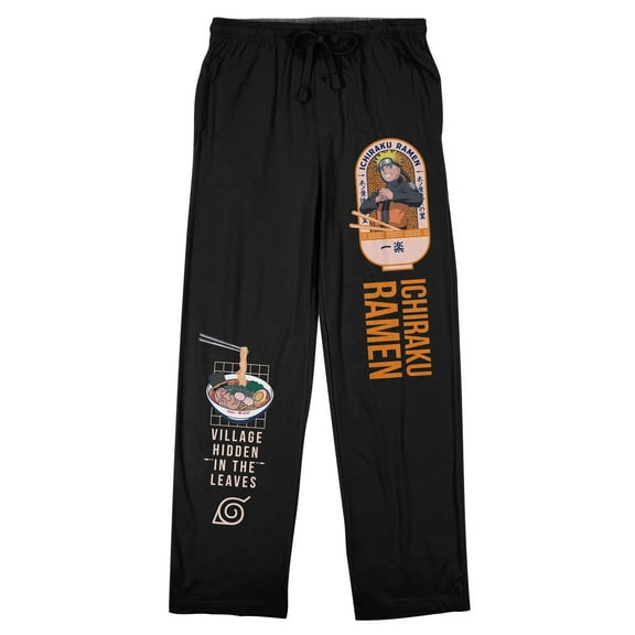 Naruto Shippuden Ichiraku Ramen Men's Black Sleep Pajama Pants-Medium