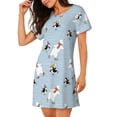 thumbnail image 2 of Disketp Skiing penguin Bear para Camisón Corto de Manga Corta para Mujeres, Camisón Cómodo con Escote Redondo, Bonito y Confortable, 2 of 6