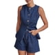 thumbnail image 2 of Conjunto de 2 Piezas de Mezclilla para Mujer, Informal, de Negocios, Sin Mangas, Blazer, Chaleco, Top y Pantalones Cortos, Conjunto de Chándal Azul Oscuro XL, 2 of 10